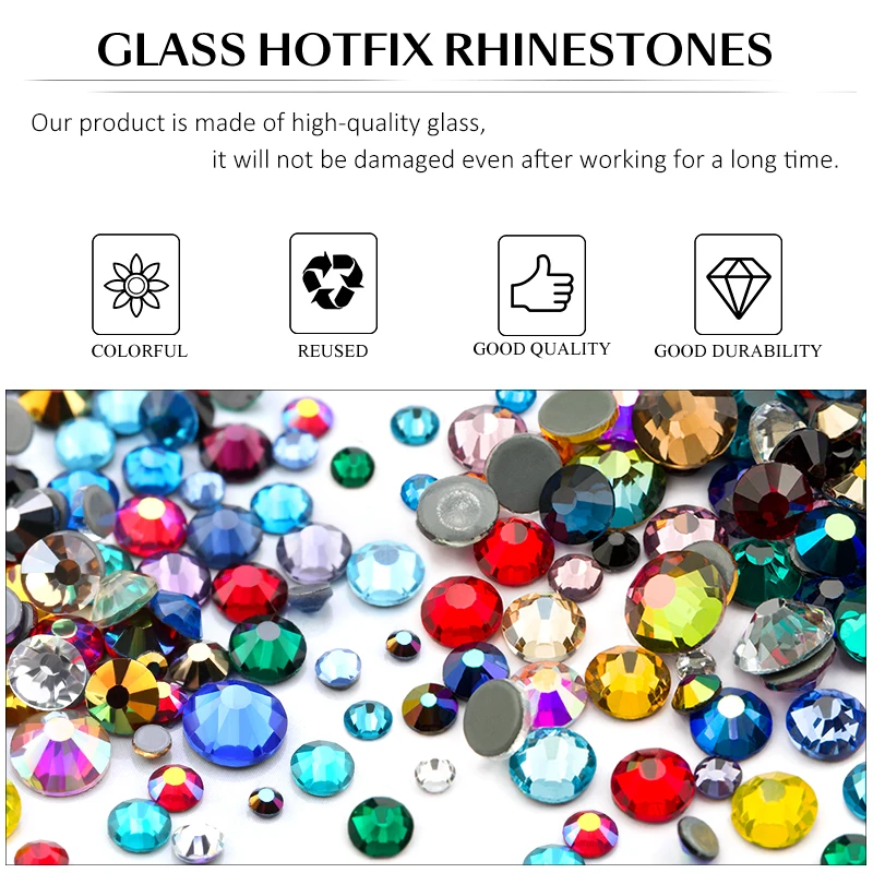 Red Siam Glass Strass Hotfix Rhinestones Iron On Crystal Glitter Rhinestone For Garment Wedding Dress Nail Gem Crystal SS6-SS30