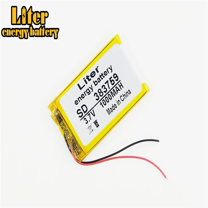 แบตเตอรี่ลิเธียมโพลิเมอร์แบตเตอรี่ 383759 3.7V Lipoแบตเตอรี่ 1000MahสำหรับMP4 MP5 GPS DVD Li-Polymerแบตเตอรี่