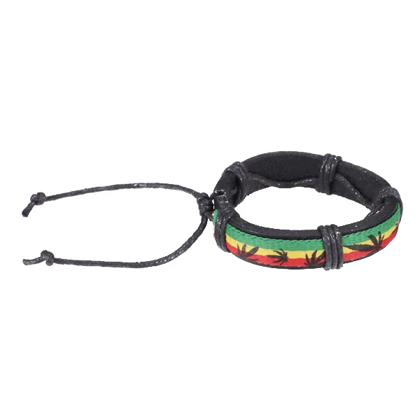 Handmade Leather Bracelet Bangle Jamaica Hiphop Friendship Bracelet