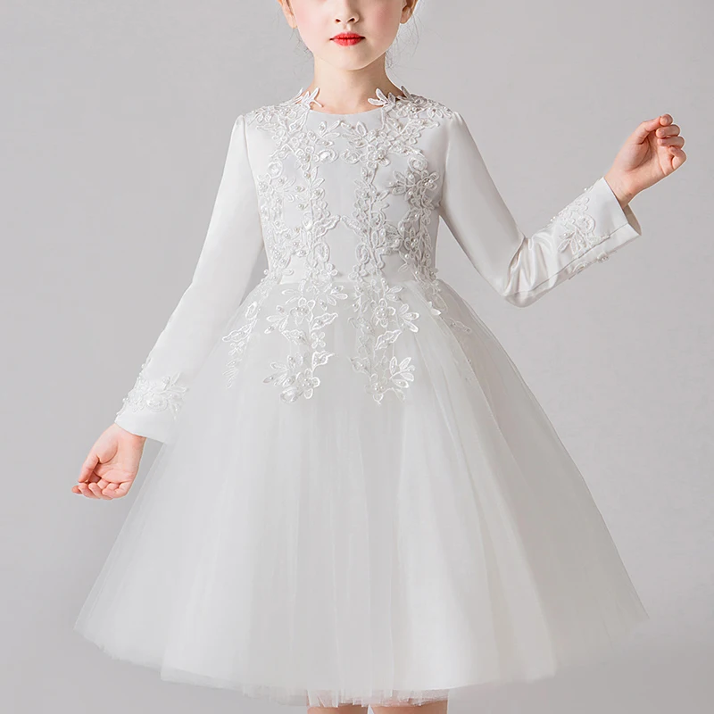 Kids Dresses For Girls Wedding Party Frock Flower Ball Gown Princess Summer Girls Dress Children\'s Tutu Embroidery Short Dress