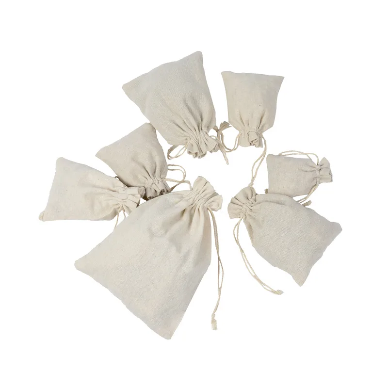 10pcs Cotton Linen Drawstring Gift Bag Burlap Packing Pouches Storage Bags for Wedding Christmas Jewelry Dustproof