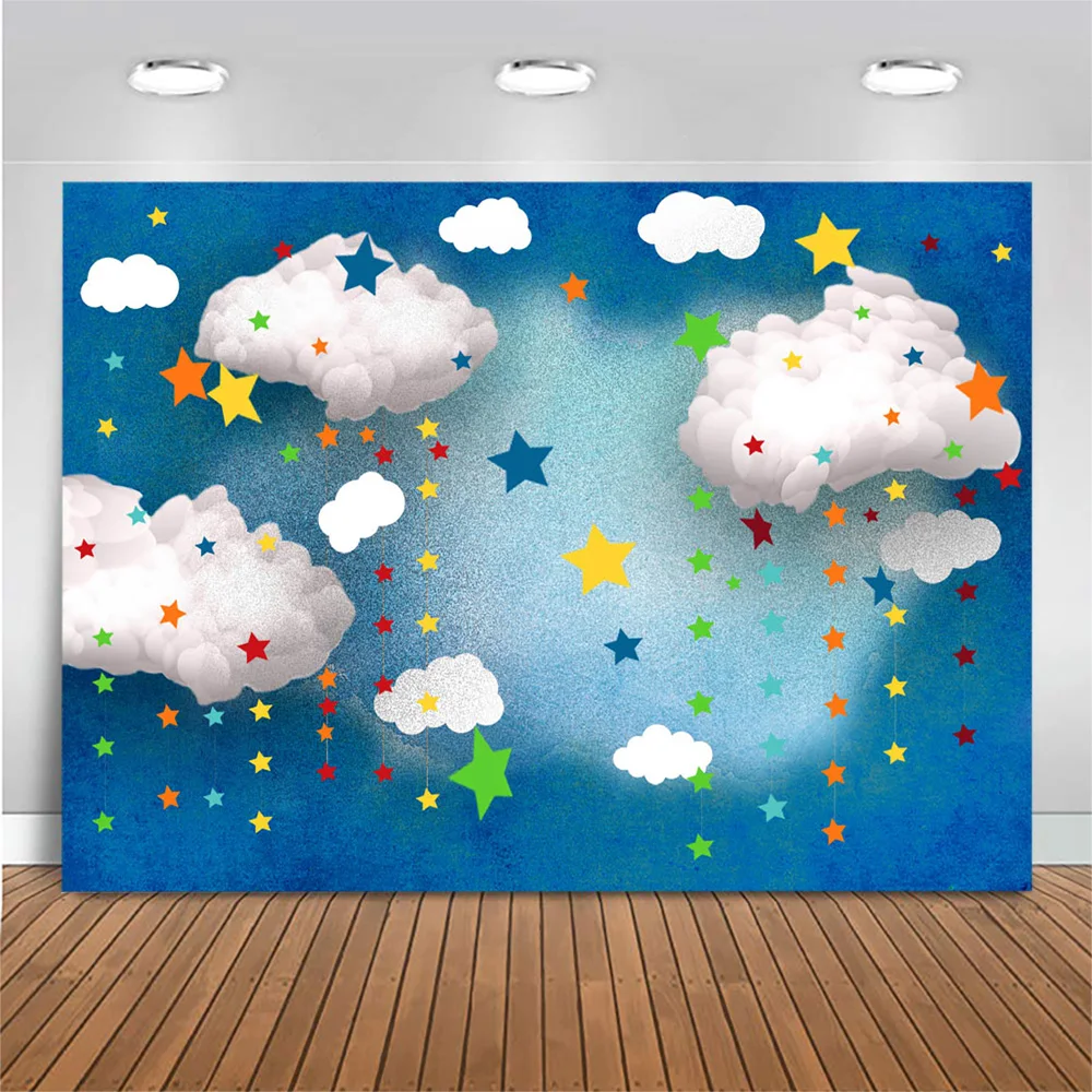 خلفية الغيوم البيضاء للتصوير الفوتوغرافي للأطفال حديثي الولادة خلفية صورة لاستوديو الصور ليتل ستار استحمام الطفل خلفية الصورة