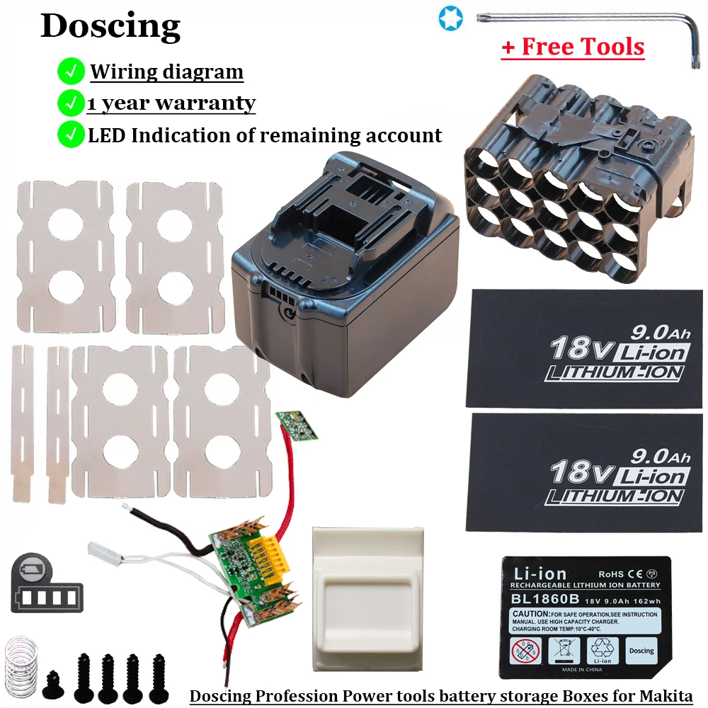 BL1890แบตเตอรี่ PCB ชาร์จป้องกัน Shell สำหรับ MAKITA 18V BL1860 9.0Ah 6.0Ah LED Li-Ion แบตเตอรี่ตัวบ่งชี้