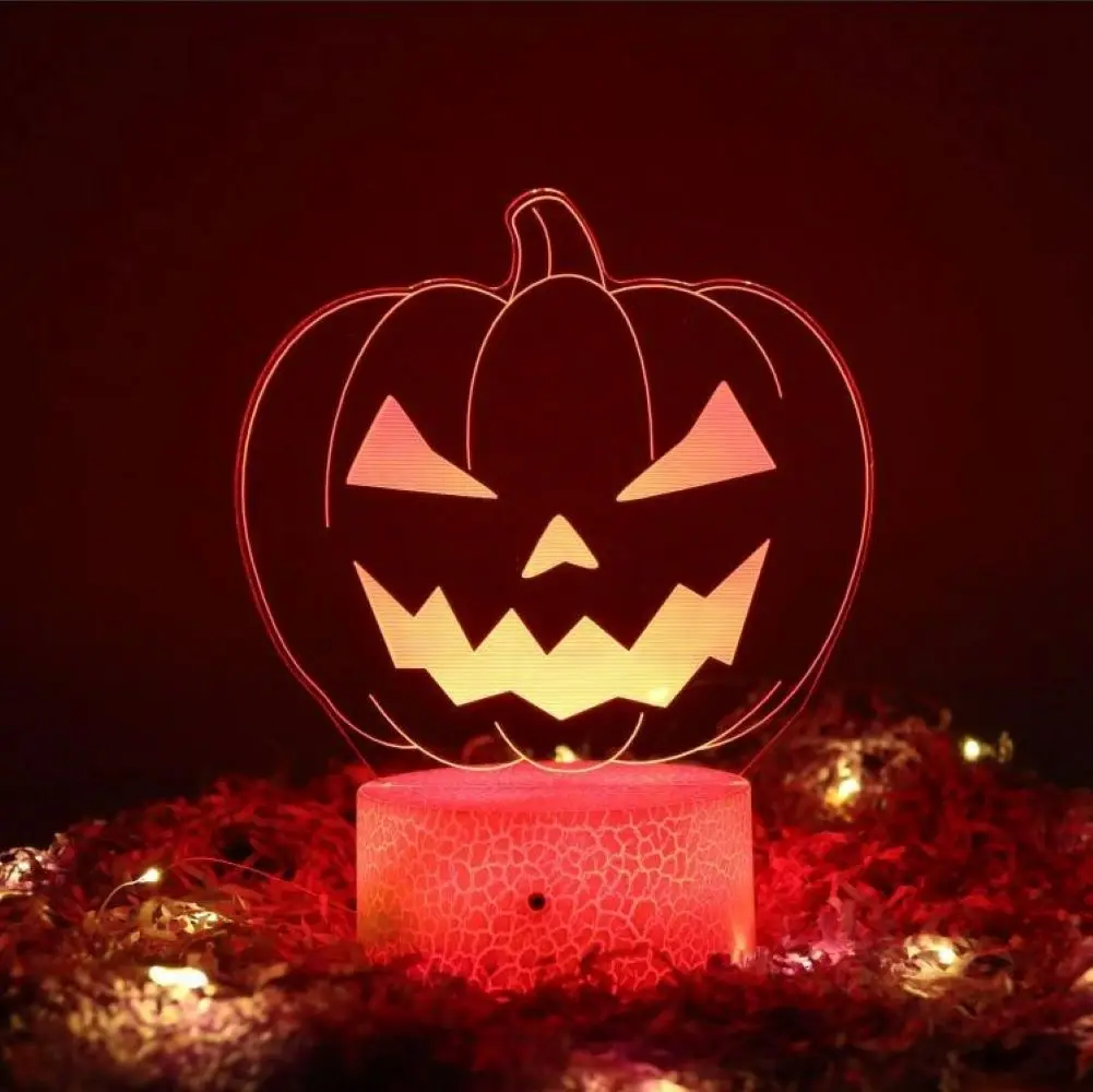 Pumpkin Led Night Light Acrylic 3d Night Lamp Halloween Decoration Room Table Lamp Gift for Kids Holiday Birthday Nightlight