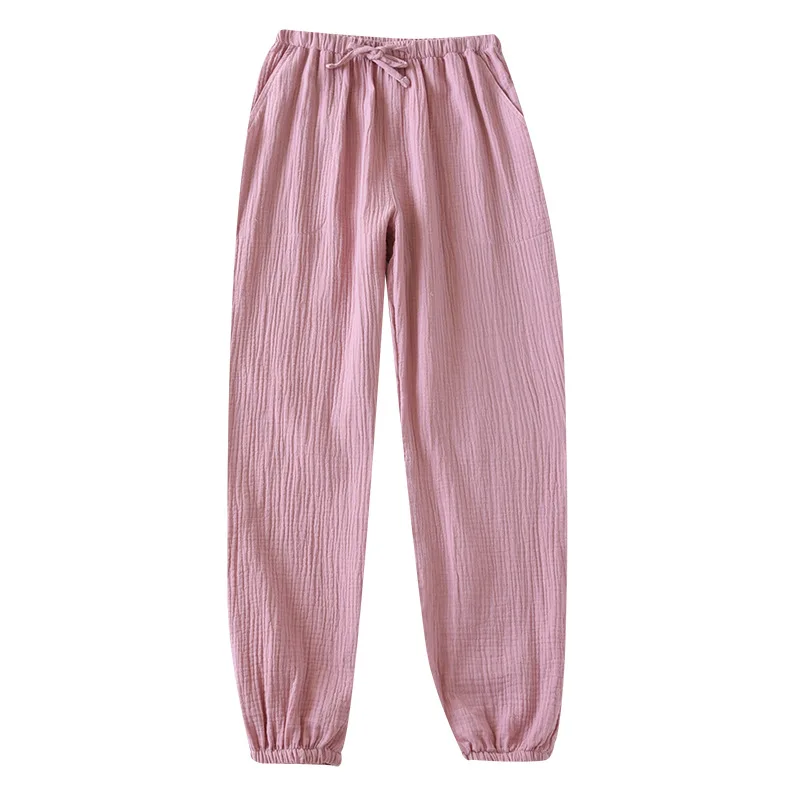 100% Katoenen Pyjama Slaap Bodems Voorjaar Vrouwen Losse Leggings Nieuwe Casual Slim Thuis Broek Elastische Taille Solid Dunne Nachtkleding