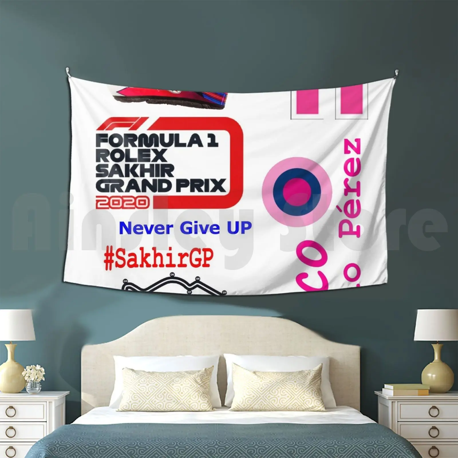 Sergio Perez Tapestry Living Room Bedroom Sergio Perez Checo Perez Lance Stroll Racing Point Win Racing George Russell