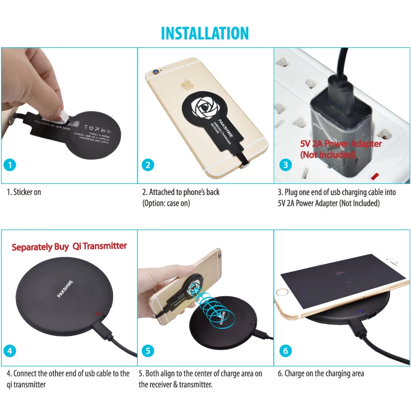 5 واط تشى شاحن لاسلكي استقبال TI شحن سريع ل البرق آيفون 5 5s 5C SE 6 6S 6Plus 7 7Plus مايكرو USB نوع-C الهواتف #6