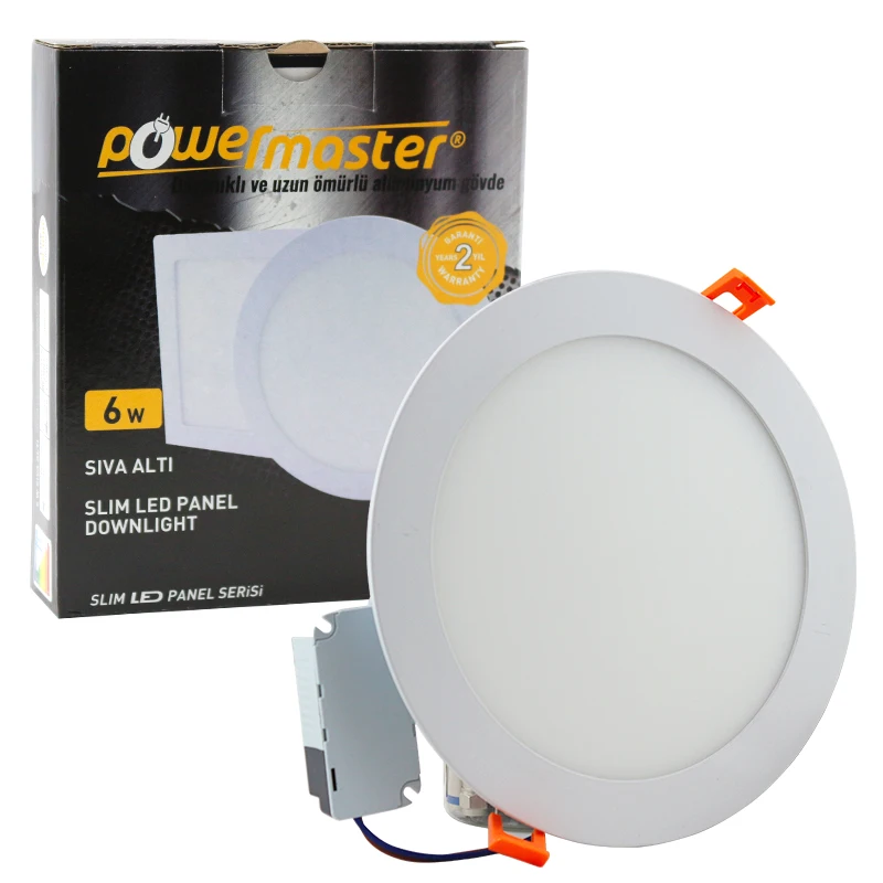 POWERMASTER 6 WATT SIVA SIX 6500K WHITE 106MM ROUND SLIM LED-ECO SPOT PANEL