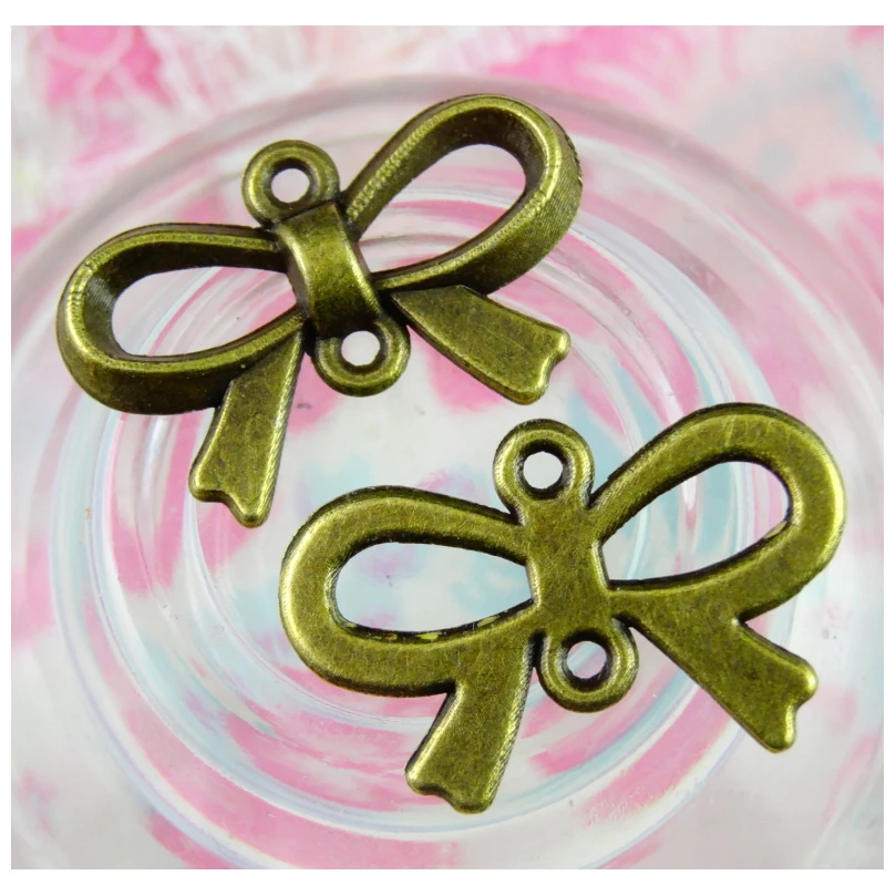 

100PCS 21*15MM Antique bronze Butterfly Bow Charms bowknots Connector Charms Pendants For Jewelry Handmade