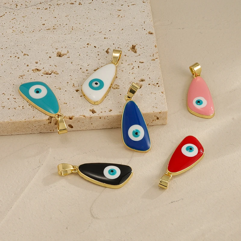 10Pcs Zinc Alloy Dripping oil Geometric Shape DIY Blue Eye Demon Pendant For Earrings Necklace Jewelry Making Accessories