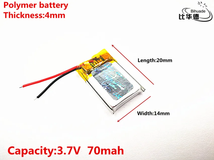 1 pçs/lote boa qualidade 3.7V,70mAH, 401420   Bateria de íon de lítio/li-ion de polímero para brinquedo, power bank, gps, mp3, mp4