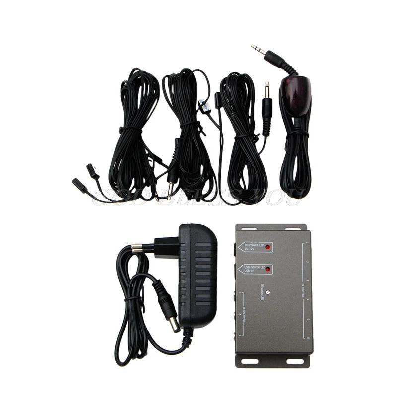 2022 Infrared Remote Extender 6 Emitters 1 Receiver Hidden IR Repeater System Kit DC Drop Shipping