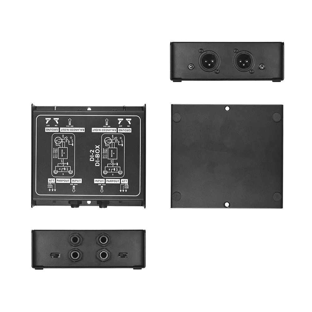 Audio Converter Passive Audio DI Box Direct Injection Box Low Noise Guitar Bass DI TRS 2 Channel Audio Converter