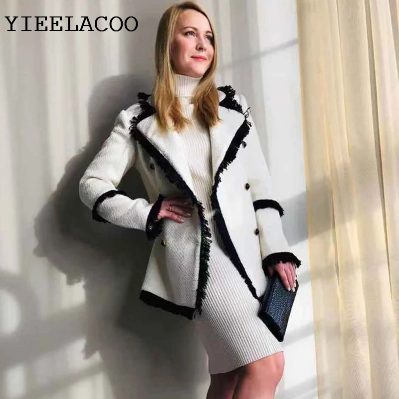 Off-white coat spring / autumn / winter women's Coat lapel long sleeve Business ladies one piece jacket coat