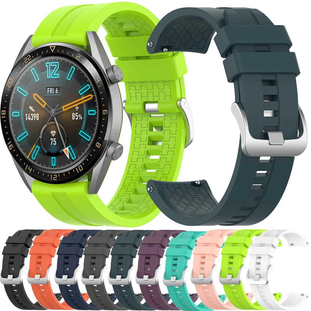 Pulseira esportiva de silicone para relógio inteligente, correia de substituição em silicone 22mm para relógio huawei gt 2 46mm e huawei gt 42mm 46mm