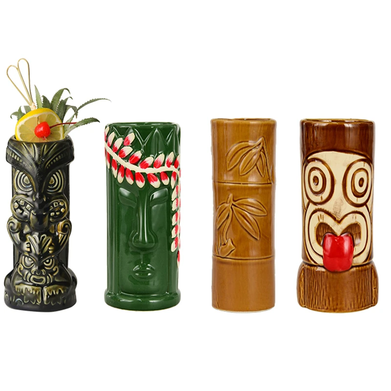 Aixiangru-Ceramic Tiki Mug,Cocktail Cup,Owl Lion Head,Chinese Style,Bamboo Festival,Hawaiian Girl,Naughty Idol Shape,Bar Tools