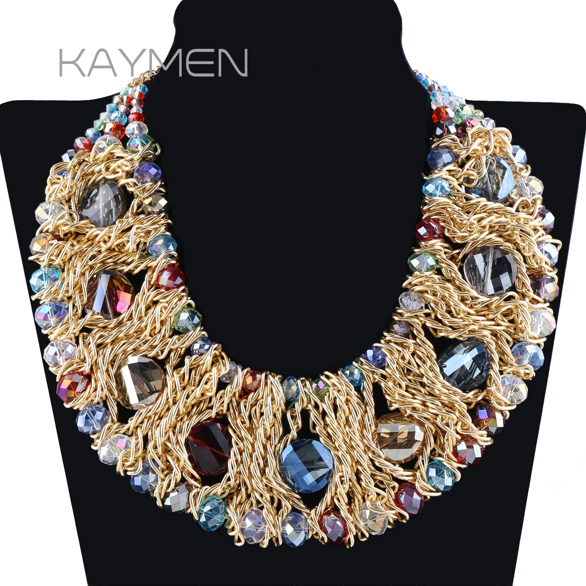 Hot Selling New Design Women Choker Crystal Necklace & Fashion Bohemian Statement Necklace 5 Colors Wholesale Strand Necklace