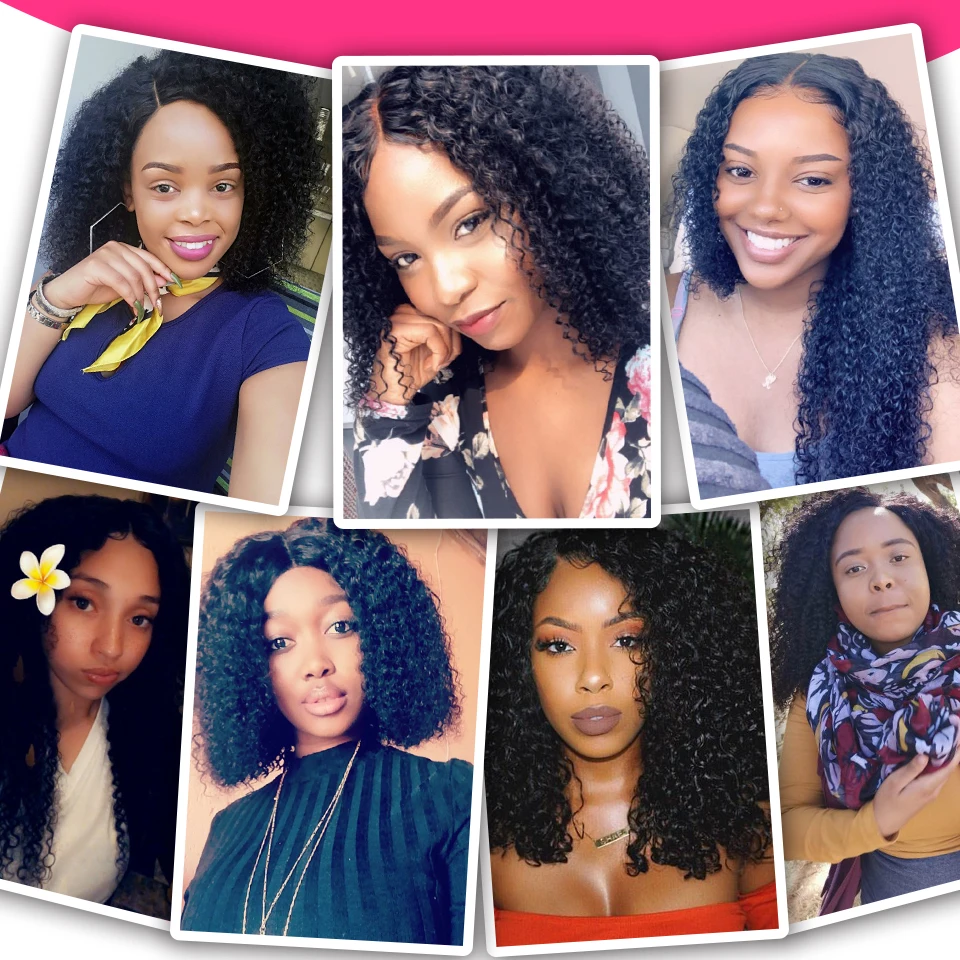 Remy Forte Curly Bundles com Fechamento, Weave de Cabelo Brasileiro, Kinky Curly Bundles, Fast EUA, 10-30 em, 3, 4