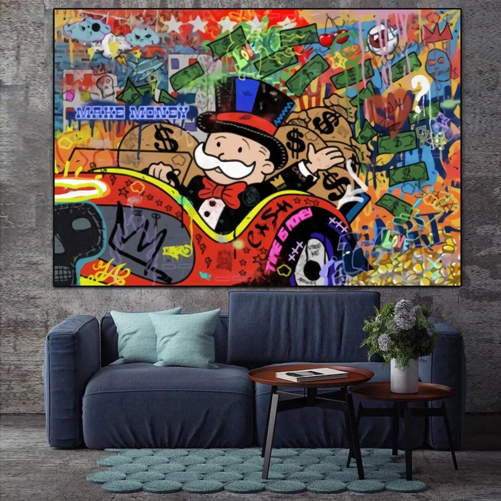 

Abstract Mr Monopoly Wall Art Graffiti Street Art Canvas Painting Pop Art Make Money Poster Colorful Pop Print For Room Decor