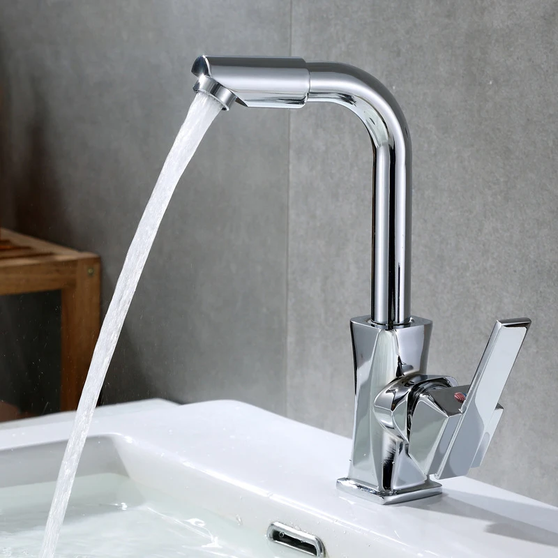 

Modern Kitchen Faucet Copper Single Hole 360 Degree Swivel Spout Sink Basin Faucet Cold Hot Water Mixer Tap Crane Single Lever