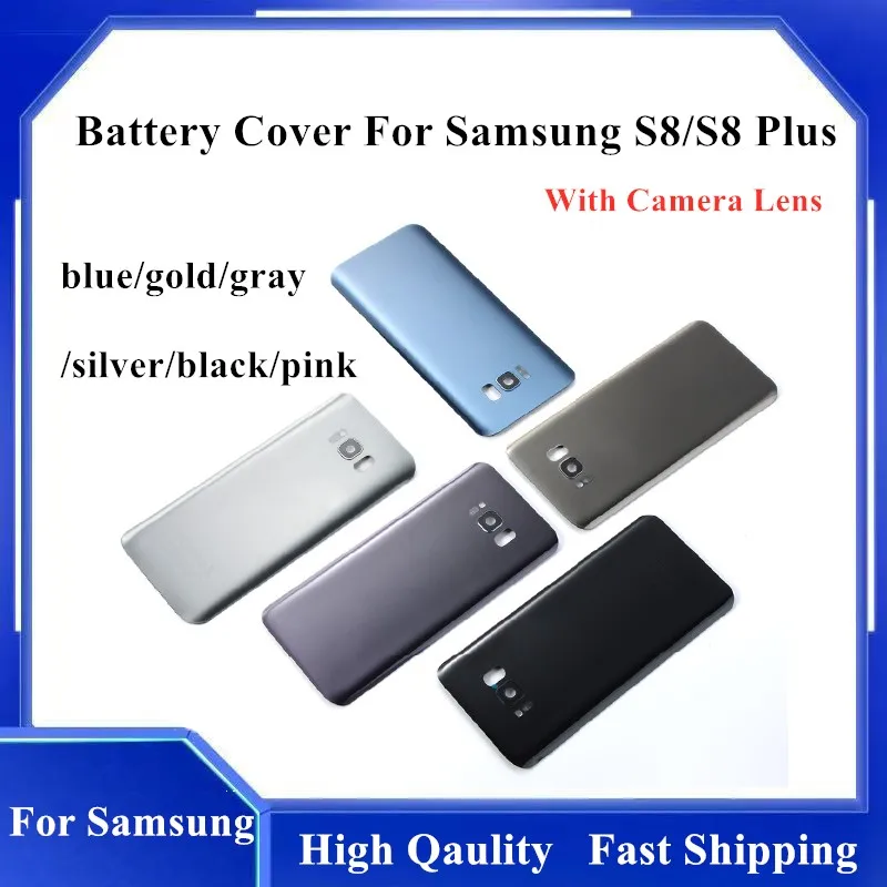 Back Battery Glass Cover For Samsung Galaxy S8 G950 G950F S8 Plus G955 Rear Door Housing Case Panel + Camera Glass Lens Frame