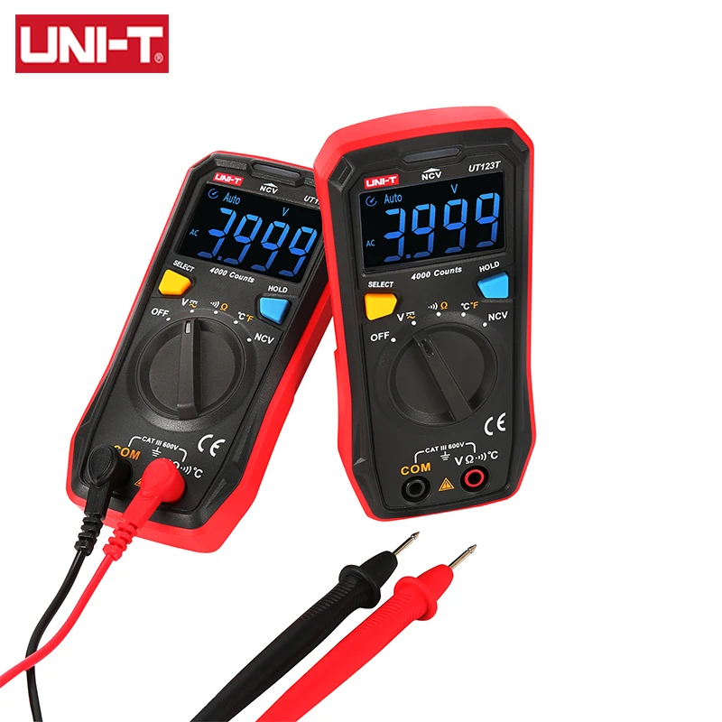 UNI-T UT123T Digital Mini Multimeter Tester Auto DC AC Voltmeter Resistance Meter Temperature Measuring Instruments