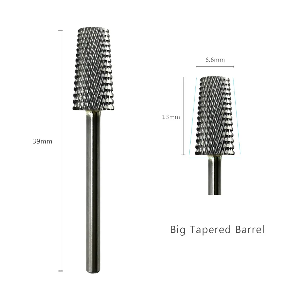 HYTOOS Big Tapered Tungsten Carbide Nail Drill Bits Rotary Burr Electric Drill Machine Accessories Manicure Milling Cutter