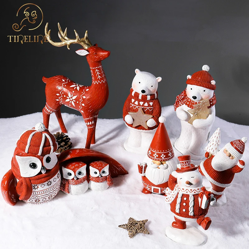 

2022 New Year Christmas Decorations Ornaments For Home Deals Santa Claus Polar Bear Elk Owl Window Decoration Props Sculpture