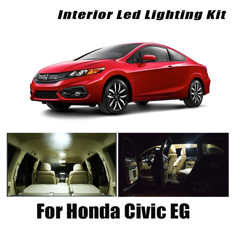 6Pcs Canbus For Honda Civic 5 EG EG4 EG5 EG8 EG9 1992-1994 1995 Vehicle Led Interior Light License Plate Lamp Kit Car Lighting