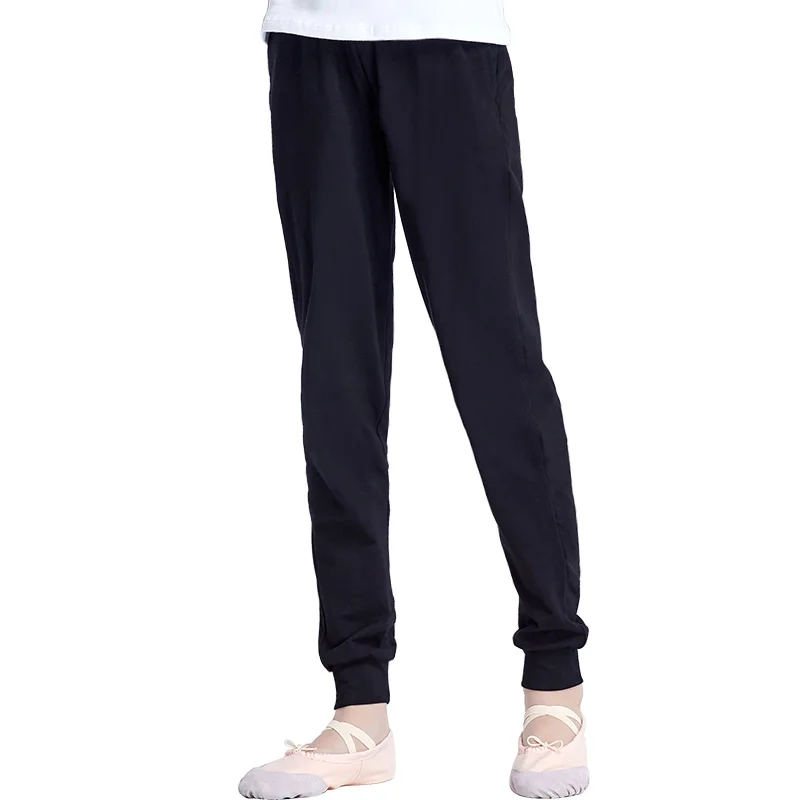 Pantalon de ballet en coton noir pour enfants, taille moyenne, pantalon de gymnastique Hip Hop, entraînement de danse pour enfants, filles et garçons, fjop