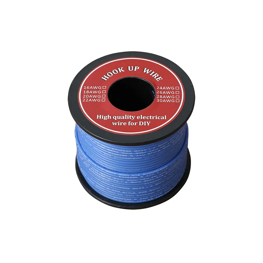 Filo elettrico UL3132 24AWG 50 ~ 100m isolante in Silicone morbido filo di aggancio intrecciato rame stagnato 300V 6 colori per lampada giocattoli