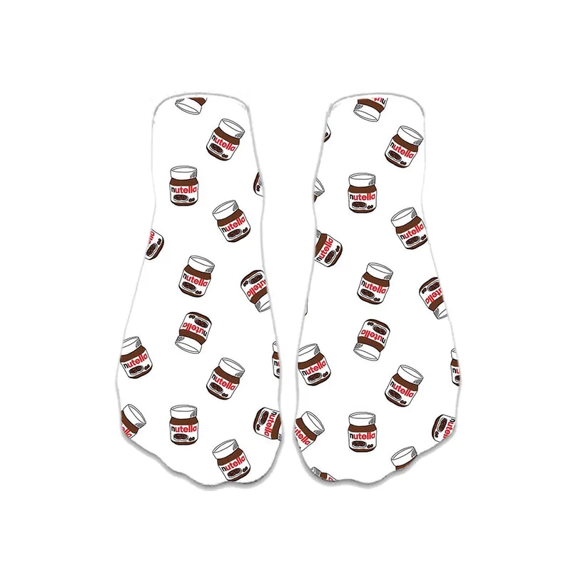 Calcetines cortos con estampado de Nutella para mujer, medias de tobillo Bajo de algodón suave, con dibujos animados, Harajuku, Unisex