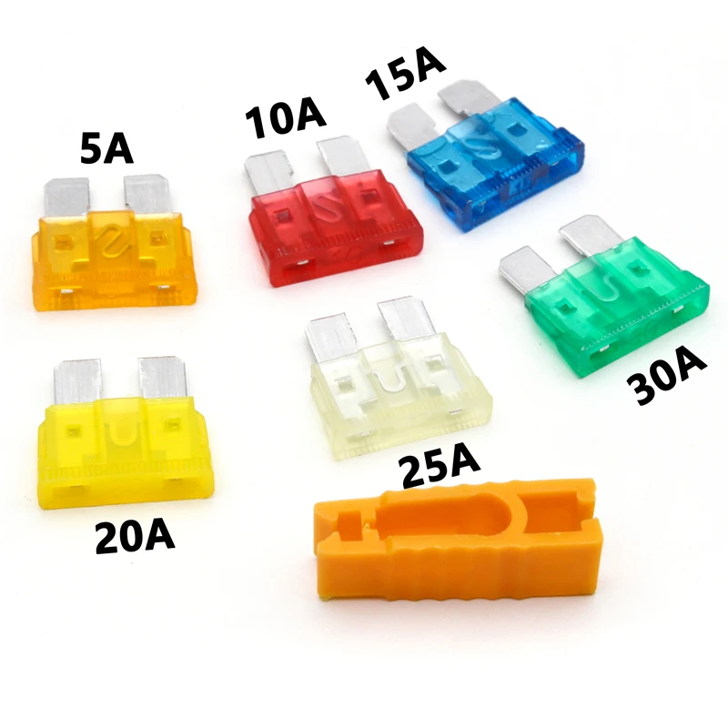 7Pcs Automobile Car Security Fuse 5/10/15/20/25/30A Mini Auto Car Zinc Blade Fuse Standard Assortment Set For Medium-sized Car