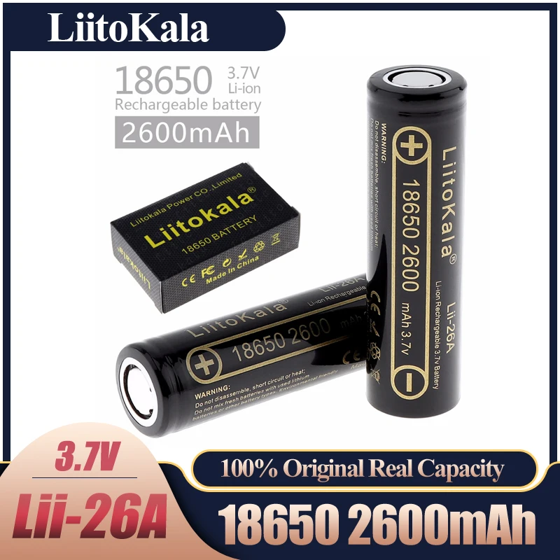 LiitoKala Lii-26A New Original 3.7v 18650 2600mAh Lithium Rechargeable Batteries Continuous Discharge 30A For Drone Power Tools