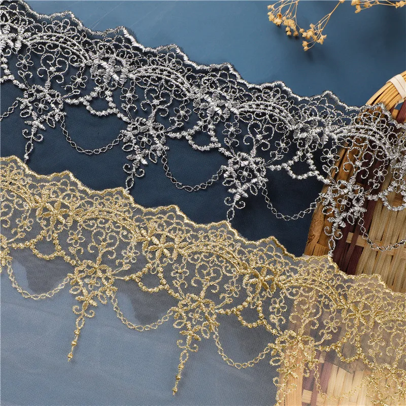 11.5CM Width 5Yards Lolita Embroidered Mesh Lace Garment Lace Trims Chantilly Lace Fabric DIY Sewing accessories