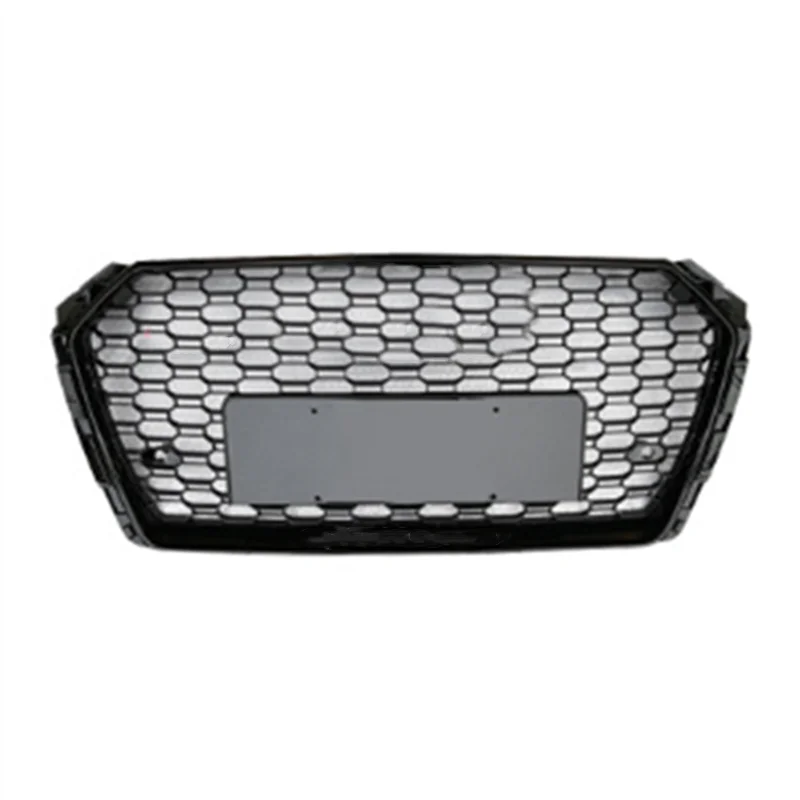 Black Honeycomb Mesh Grill with Emblem Car Front Bumper Grille For Audi A4 B9 Upgrade RS4 2017 2018 2019 2020 Auto Accessories