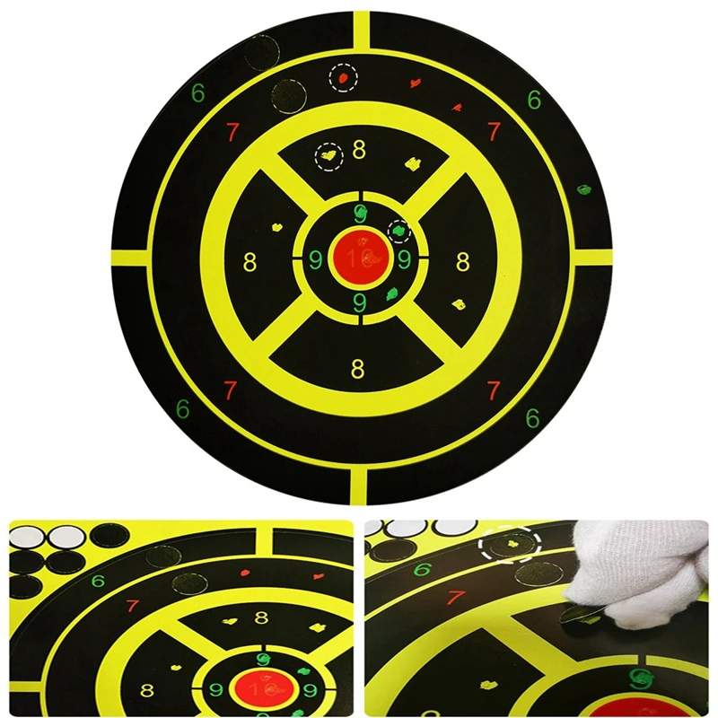 

Self Adhesive Shooting Targets, Reactive Targets, Paper Target with Cover-up, Visual Feedback, Splatter10 Pack, 8 Inch