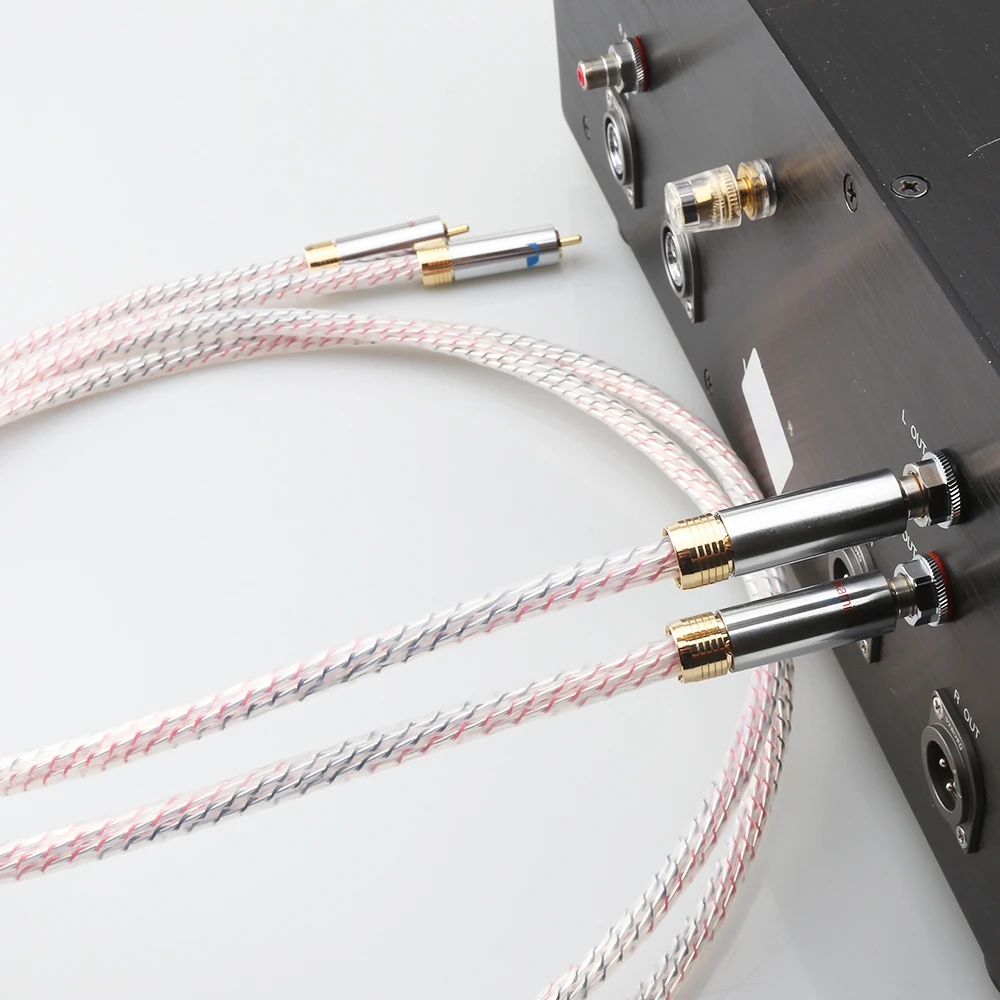 Wysokiej jakości para Nordost Valhalla 7N posrebrzany kabel audio RCA z pozłacanym złączem wtyczka RCA