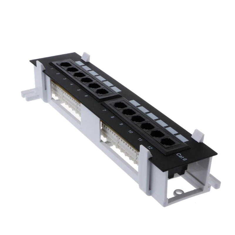 12 Port CAT6 Patch Panel RJ45 Networking Wall Mount Rack Mount Bracket Wall-Mount Space Saving