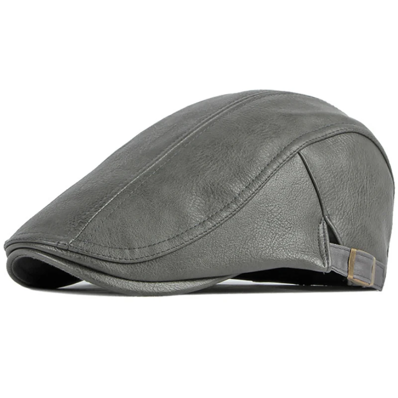 HT3970 Berets PU Leather Beret Caps for Men Women Autumn Winter Hats for Men Vintage Ivy  Flat Cap Male Female Beret Hats