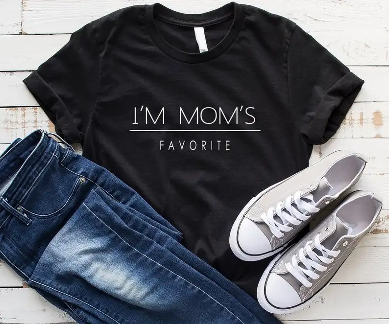 

I'm mom favorite funny letter printed t-shirt 100% cotton shirt with saying short sleeve top tees for kawaii harajuku clothings