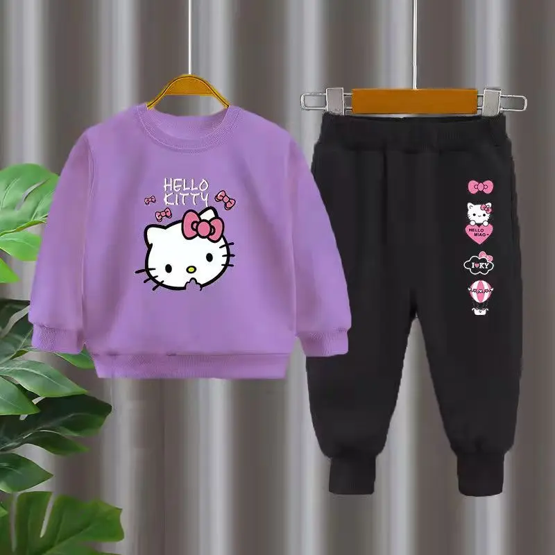 Hello Kitty nuovo prodotto per bambini a maniche lunghe + pantaloni tuta per ragazze Cartoon Casual Top + pantaloni sportivi abiti per bambini in