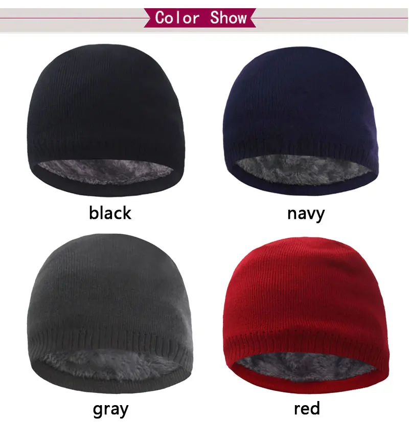 Skullies Beanies Männer Gestrickte Hut Winter Hüte Für Frauen Caps männer Winter Beanie Gorro Warme Dicke Pelz Motorhaube Homme Schädel hut Kappe – Detail 2
