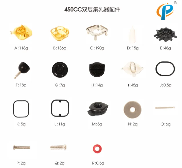 

450CC Double Wall Cow Milking Claw Machine Spare Parts with Rubber Valve Gasket Stainless Steel Base