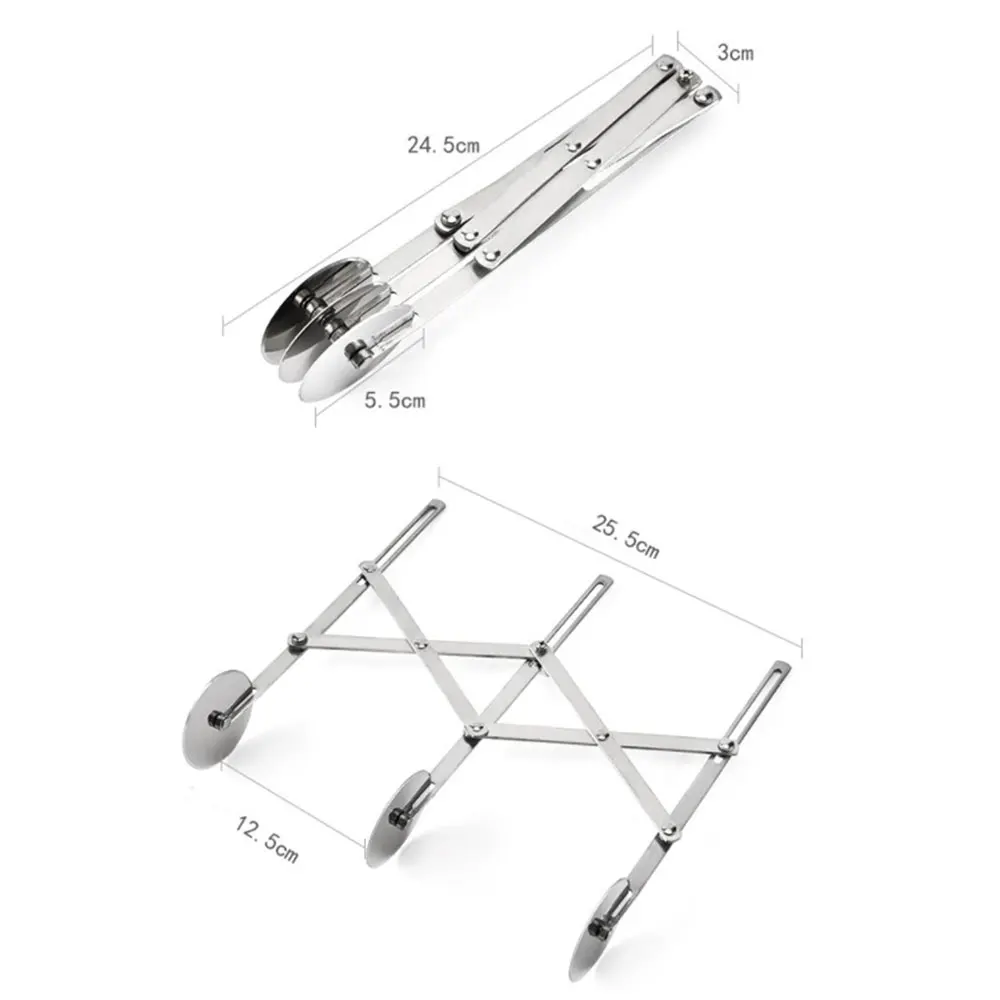 

Kitchen Gadget 3 Wheels Pizza Cutter Dough Divider Adjustable Pizza Cutter Roller Pastry Knife Cake Baking Tools