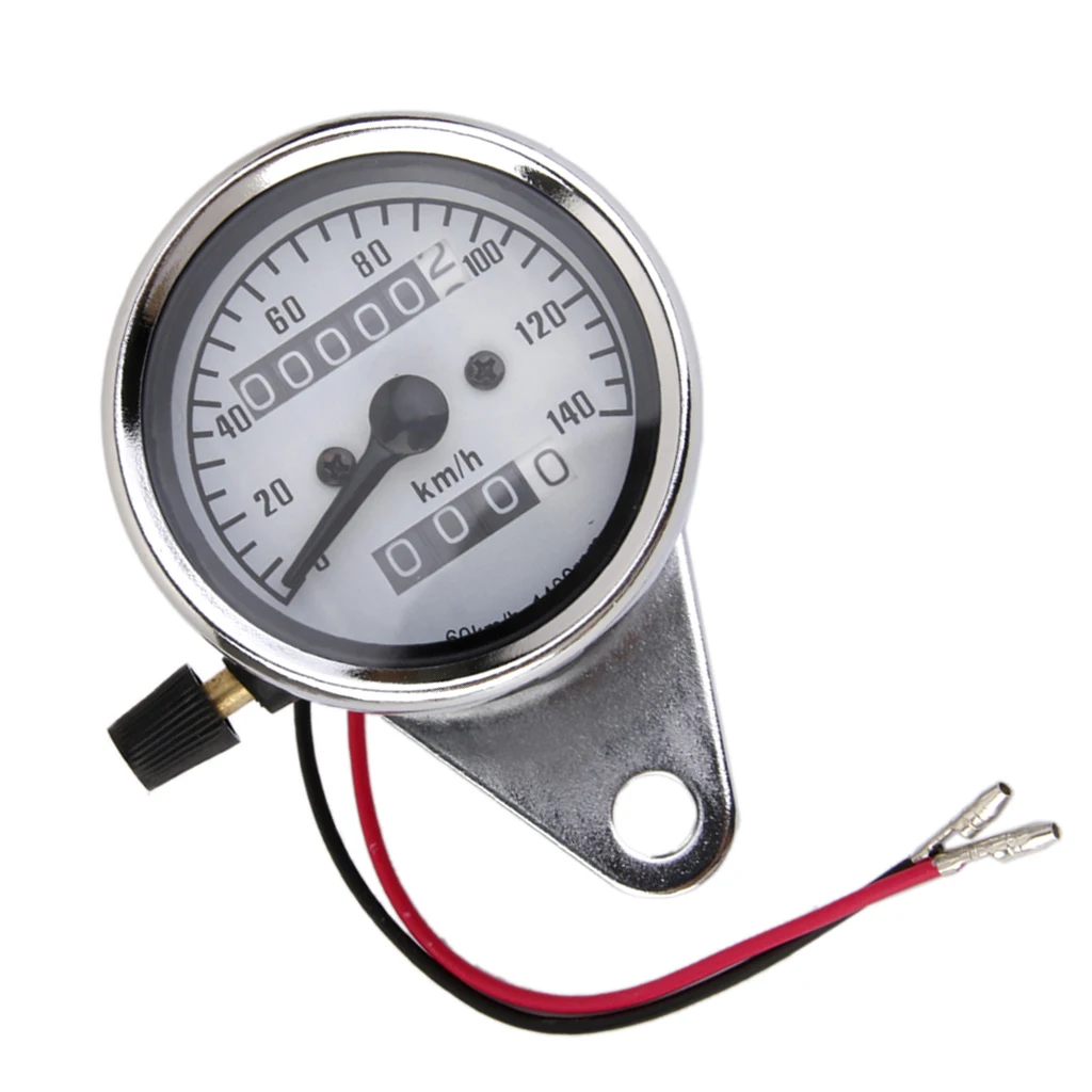 Chrome Universal Motorcycle Dual Odometer Speedometer Gauges Meters