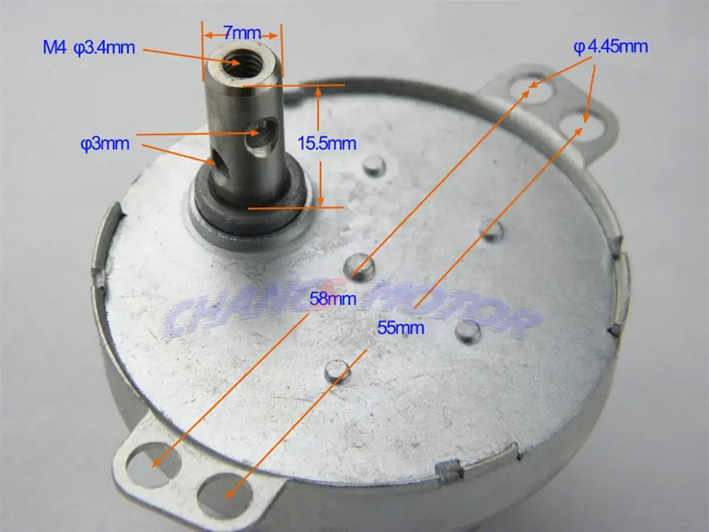 JS-50 DC Motor Gear Electric Synchronous Motor Horizontal Hole Shaft D-Shaft 24V DC 2/5/10/100RPM CW/CCW