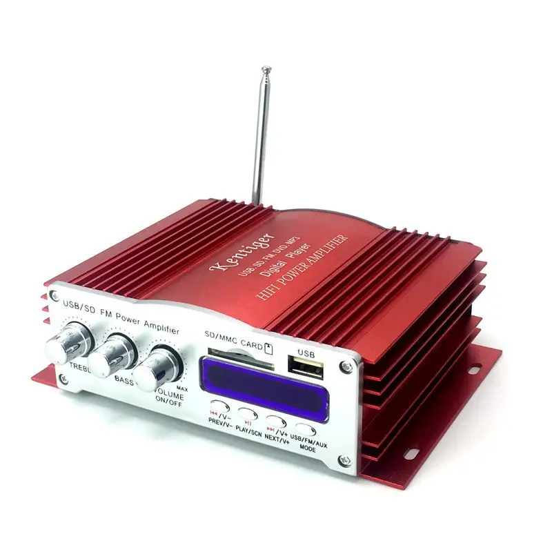 KENTIGER-Amplificateur 4 canaux avec télécommande, lecteur de carte USB/SD, radio FM, adaptateur secteur 12V5A et câble AUX en option, 3001