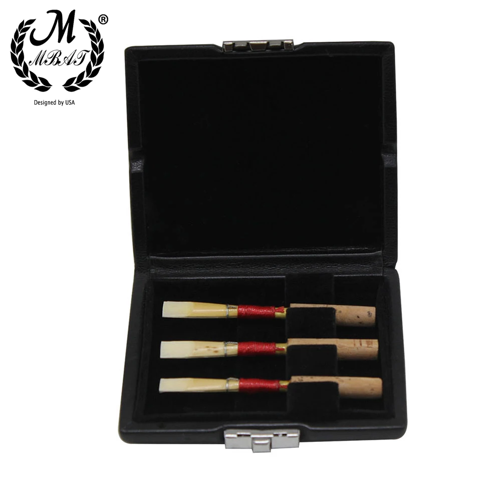 M MBAT Reeds Case Saxophone Sax Oboe Clarinet Reeds Genuine Leather Case Black Storage Box Waterproof Wear Resistant General