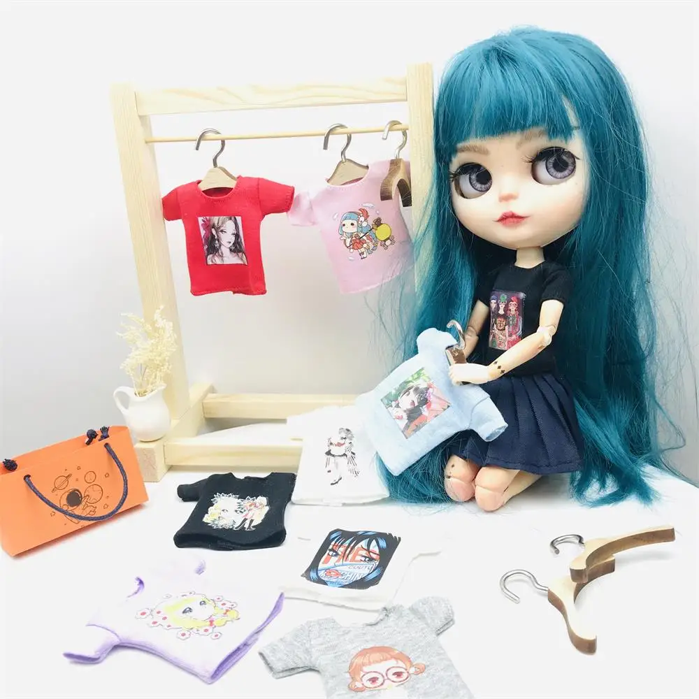 1PCS New Fashion Blyth Dolls T-shirt Cool Shirt for blyth licca azone 1/6 Dolls Clothes for dolls Accessories